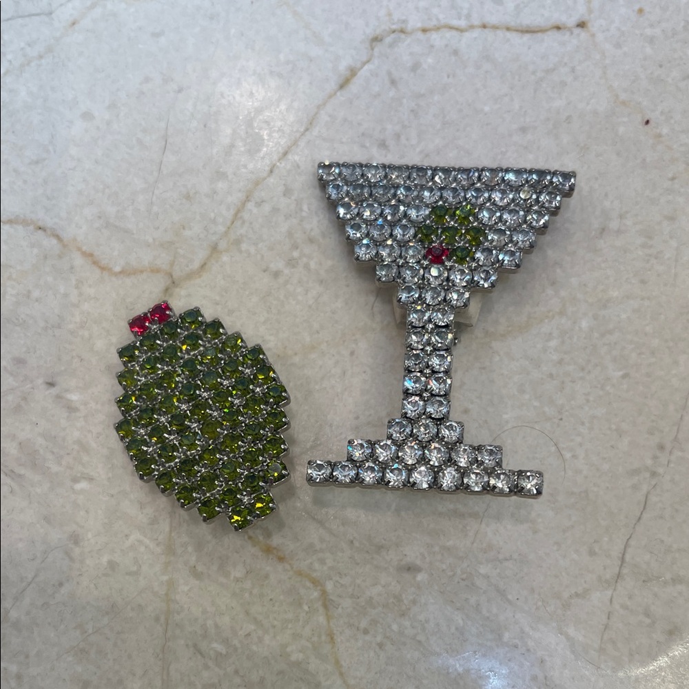 Crystal Martini Glass and Olive vintage estate earrings